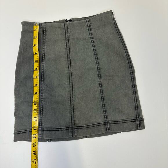 Free People Modern Femme Denim Skirt Light Grey Size 0 - Picture 3 of 9